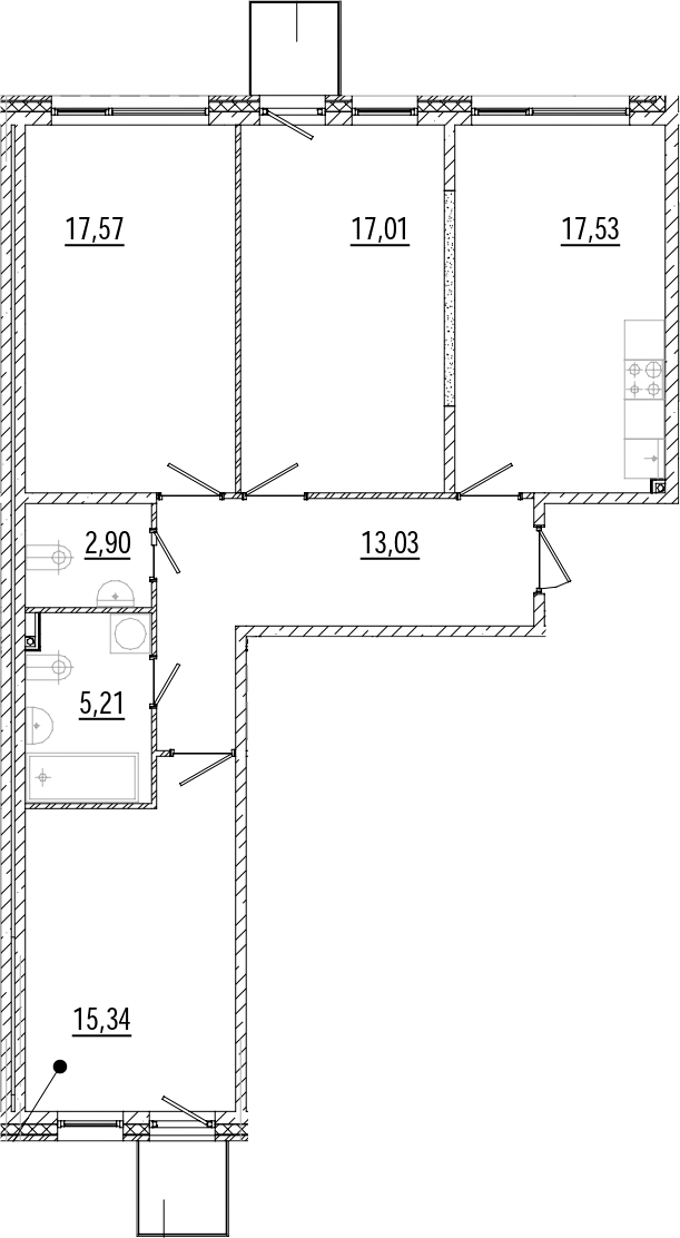 3-комнатная квартира 89.63 м², 2/8 эт., ЖК «Мануфактура James Beck»